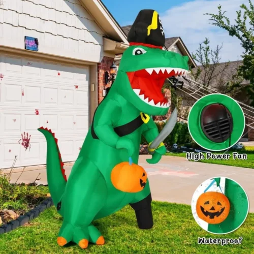 7-Foot Halloween Inflatable Dinosaur with Built-in LED - Image 3