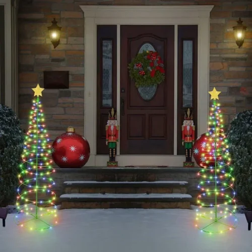 1pc LED Solar Outdoor Christmas Tree Decoration – Waterproof String Lights, Solar-Powered Garden Lamp, Outdoor Christmas Ornaments