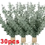 12/24/36 PC Artificial Eucalyptus Leaves – Silk Green Stems for DIY Bouquets, Weddings, Parties, & Home Decor