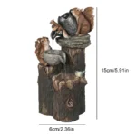 Animal Statue Solar Water Fountain - Squirrel and Duck Resin Sculptures with LED Lights for Outdoor Garden and Yard Decor