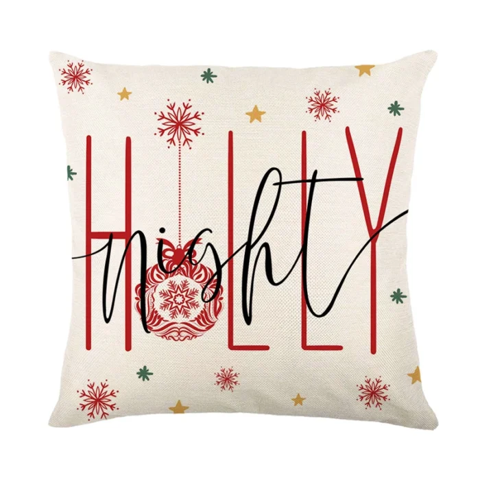 Linen Merry Christmas Pillow Cover – 45x45cm Throw Pillowcase for Winter, Home, Tree, Deer, & Sofa Decorations