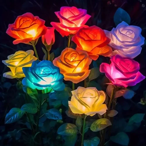 Beautiful Solar Garden Lights | Decorative Rose Flower Outdoor Lawn Lamps for Yard and Patio