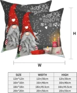 Christmas Throw Cushion Covers 18x18 Inch – Merry Christmas Gnome & Winter Snowflakes Decorative Pillow Covers, Set of 2