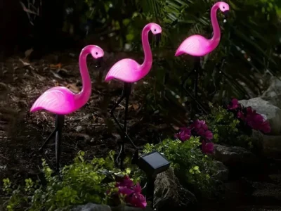 3PCS Solar Flamingo Ground Lamps - LED Outdoor Patio and Garden Decoration Lights