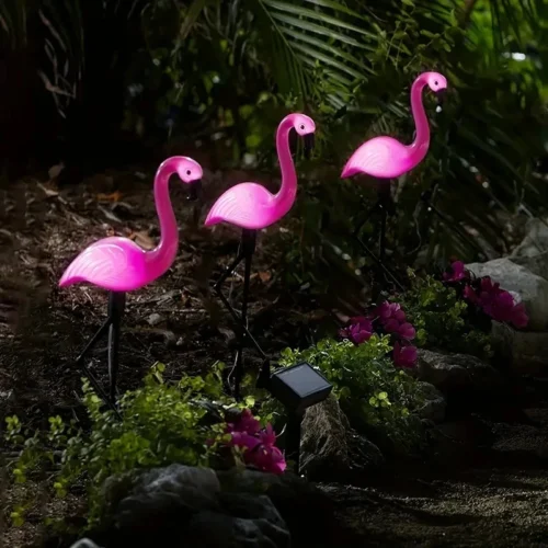 Solar Flamingo Outdoor Decor | 3PCS Solar Flamingo Ground Lamps for Garden and Patio