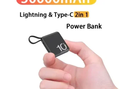 Mini Power Bank with Built-In Cord - Portable Compact 10000mAh External Battery for Fast Charging | Mobile Phone Accessories