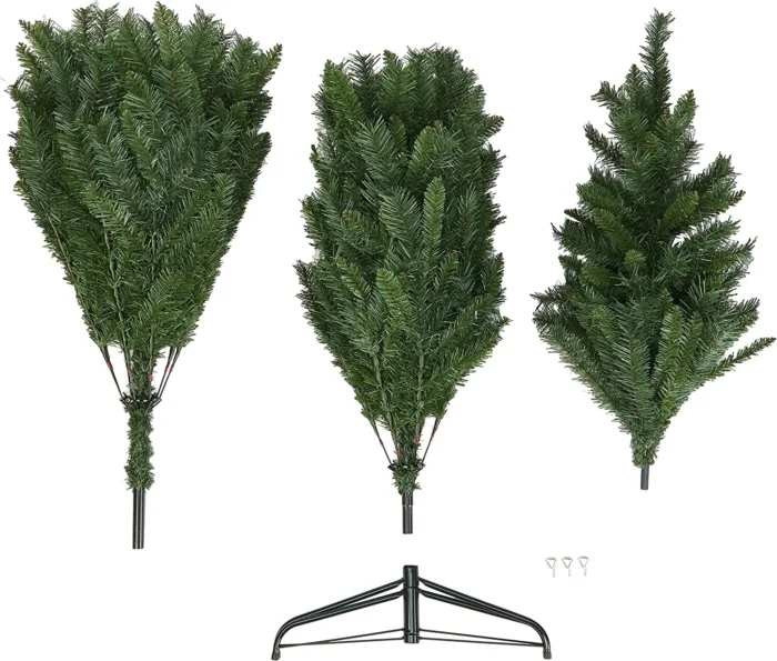 2.1m/1.8m/1.5m (7ft/6ft/5ft) Christmas Tree – 800 Tips, Folding Metal Stand, Fast Assembly, Flame Retardant PVC, Green Artificial Fir