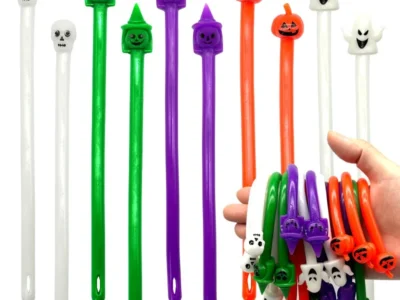 10pcs Halloween Soft Rubber Bracelets – Elastic String Skeleton Skull Spider Ghost Party Favors for Kids