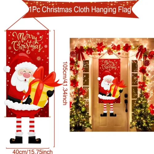 Christmas Hanging Flag Banner – Porch & Door Decorations for Home, Ornaments, Xmas Gifts, & New Year Decor