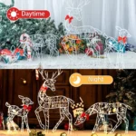 3-Piece Lighted Reindeer Family Set – LED Christmas Decor for Indoor and Outdoor Yard