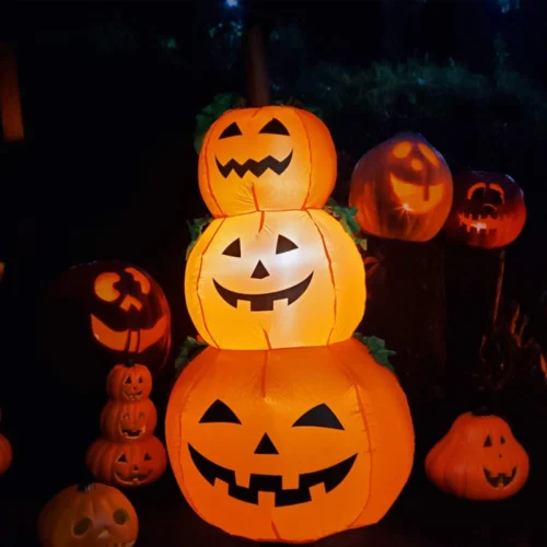 1.2M Halloween Inflatable Pumpkin with LED Lights – Outdoor Garden & Courtyard Decoration, Horror Tombstone Props - Image 2
