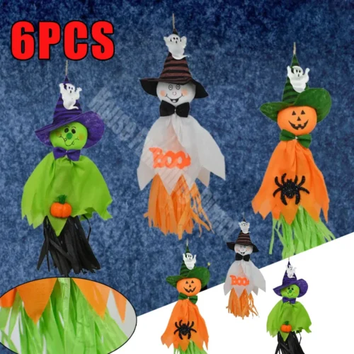 Cloth Paper Halloween Hanging Ornaments – Festival Supplies with Ghost and Pumpkin Design, Fluttering Charm Pendant Gift