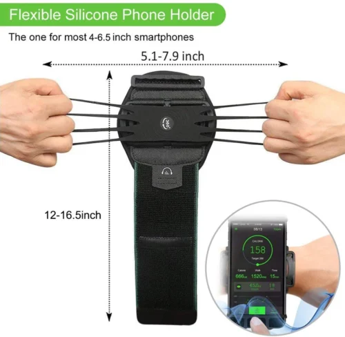 Wristband Phone Holder, 360° Rotating Running Armband with Key Pocket and Earphone Holder