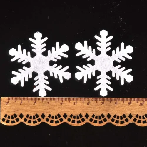 50pcs White Artificial Snowflake Felt Appliques – 50-70mm for DIY Scrapbooking, New Year Crafts, & Christmas Party Decor