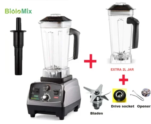 BioloMix 3HP 2200W Heavy Duty Commercial Grade Timer Blender – Mixer Juicer, Fruit Food Processor, Ice Smoothie Maker, BPA Free