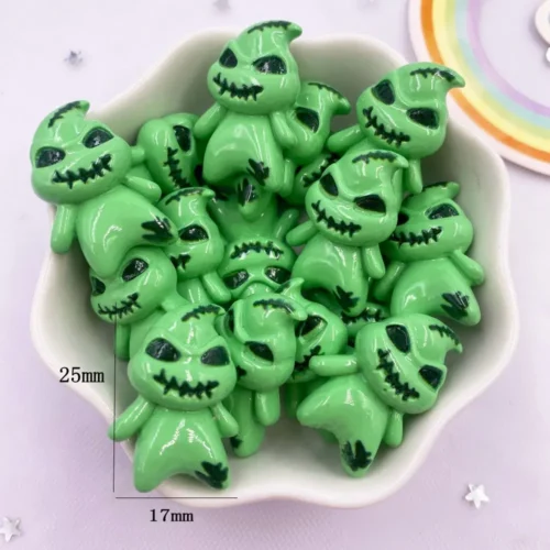 Resin Green Ghost Flatback Cabochon Figurines – 10pcs DIY - Image 2