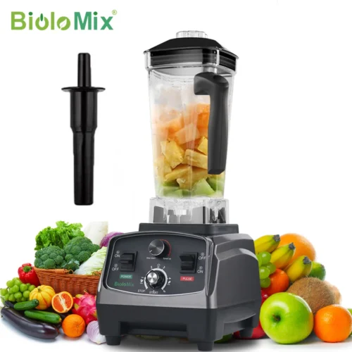 BioloMix 3HP 2200W Heavy Duty Commercial Grade Timer Blender – Mixer Juicer, Fruit Food Processor, Ice Smoothie Maker, BPA Free