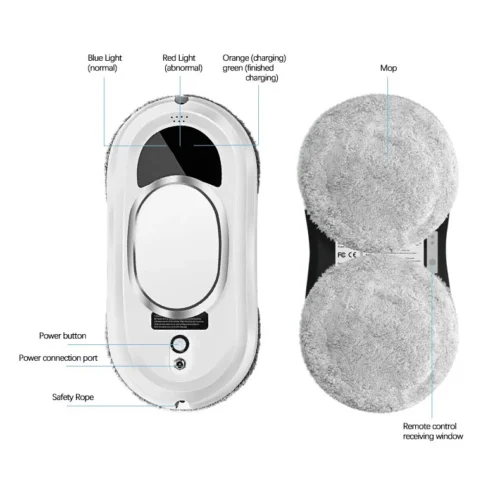 Intelligent Smart Window Cleaning Robot – Electric Glass Cleaner with Remote Control, 5600Pa Suction