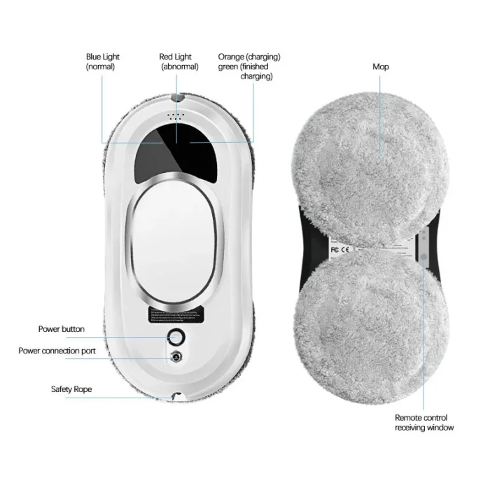 Smart Window Cleaning Robot – Electric Intelligent Glass Cleaner with Remote Control, Robotic Vacuum Cleaner for Windows, Perfect for Home Use