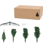 2.1m/1.8m/1.5m (7ft/6ft/5ft) Christmas Tree – 800 Tips, Folding Metal Stand, Fast Assembly, Flame Retardant PVC, Green Artificial Fir