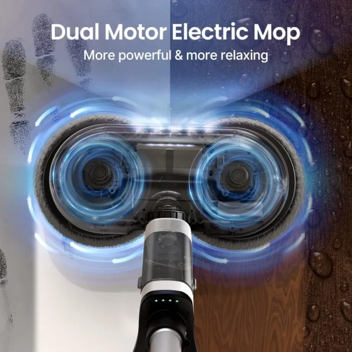 Cordless Electric Mop – Dual Motor Electric Rotary Mop with Detachable Water Tank, LED Headlights, and Laminated Panel