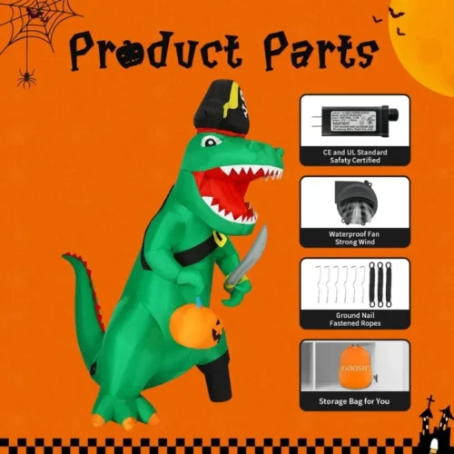 7-Foot Halloween Inflatable Dinosaur with Built-in LED - Image 4