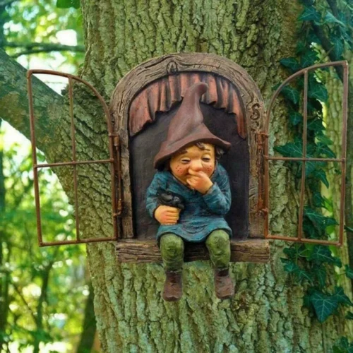 Fairy Gnome Garden Decoration | Creative Elf Tree Hugger Garden Statue for Outdoor Décor