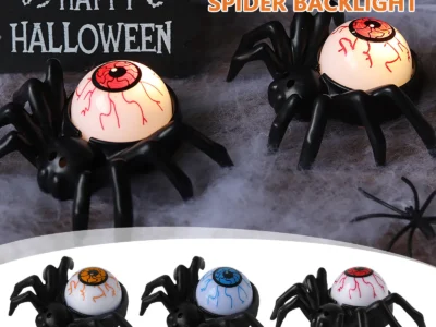 Halloween Eyeball Lamp with Spider Back – LED Popping Eyeball Candle Light for Spooky Party Atmosphere