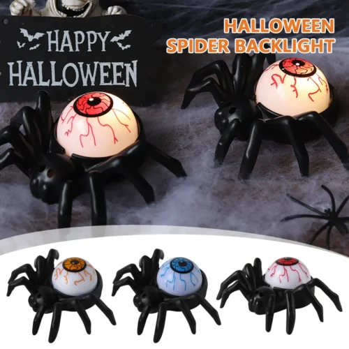 Halloween Eyeball Lamp with Spider Back – LED Popping Eyeball Candle Light for Spooky Party Atmosphere