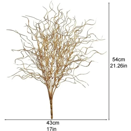 Gold Sparkle Curly Ting Branch - Artificial Floral Stem for DIY Bridal Bouquets, Wedding, and Party Table Decor