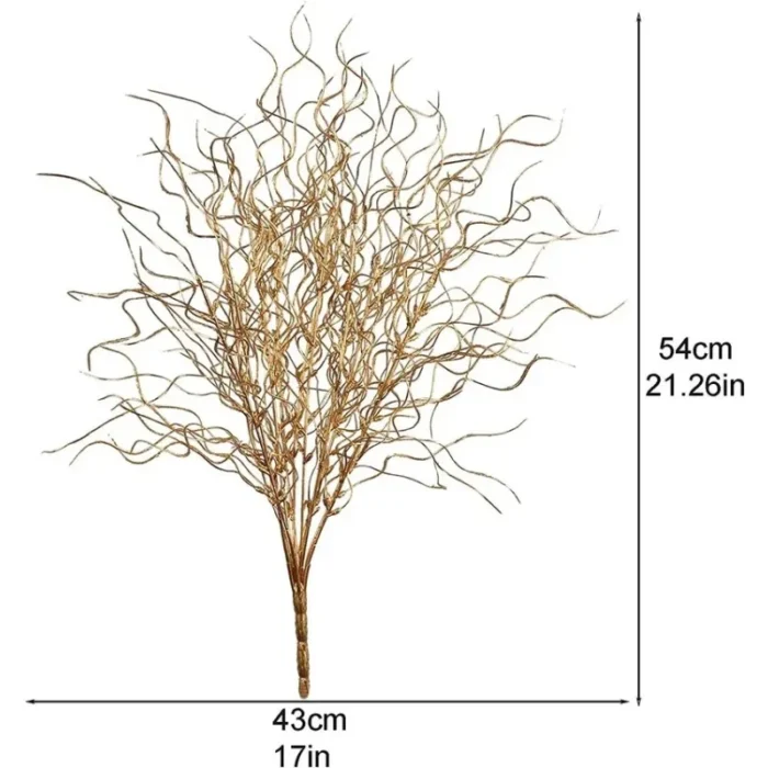 Gold Sparkle Curly Ting Branch - Artificial Floral Stem for DIY Bridal Bouquets, Wedding, and Party Table Decor