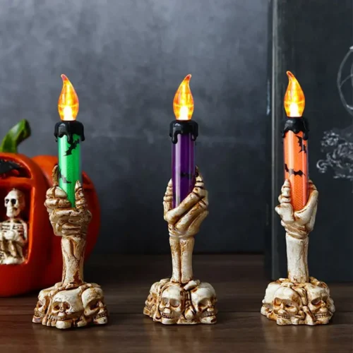 Halloween Party LED Candlelight – Pumpkin, Skull, Skeleton, and Ghost Lanterns, Spooky Festival Decor for Horror Themes - Image 5