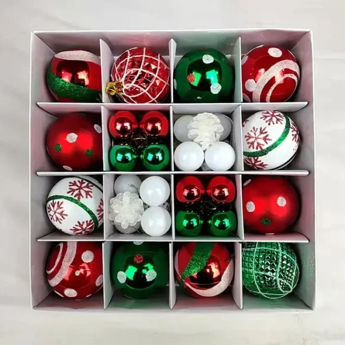 42pcs Christmas Tree Balls – 6cm & 3cm Multicolor Ornaments, Set for Home & Party Decorations