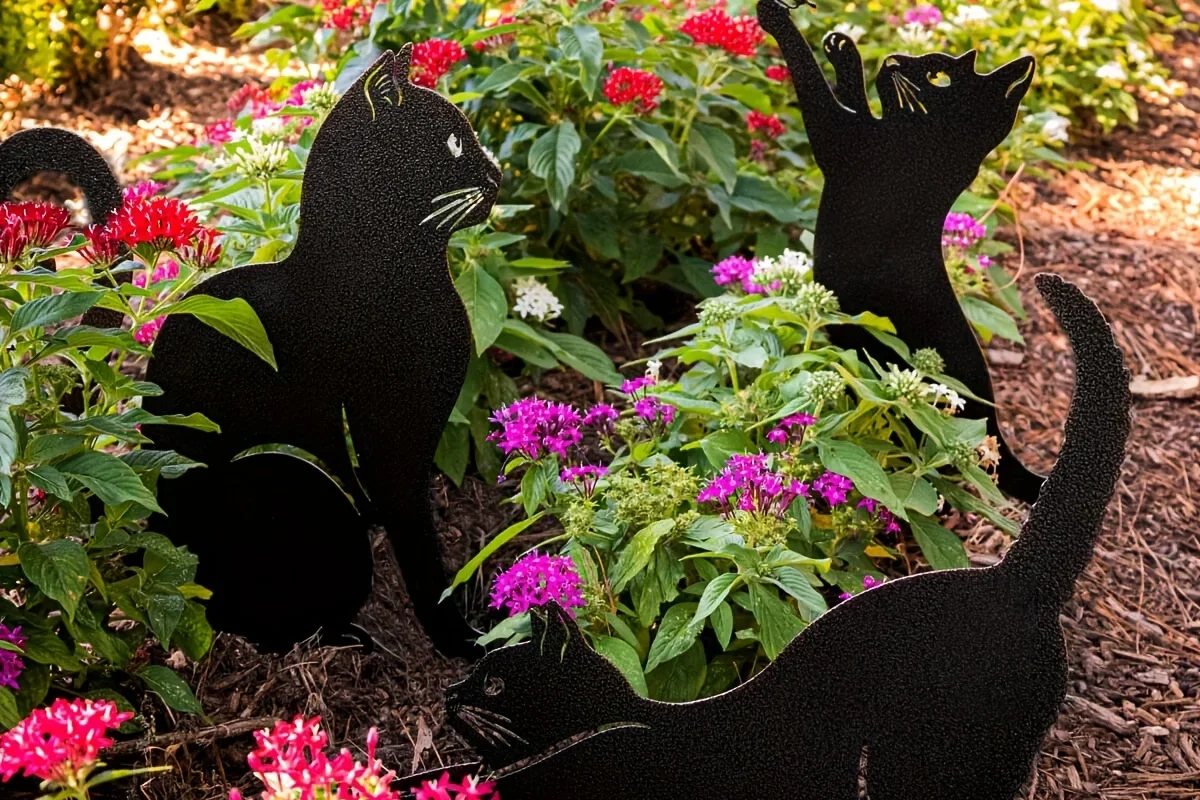 1pc Metal Black Cat Garden Stake - Cute Decorative Outdoor Statue for Cat Lovers' Yard and Garden