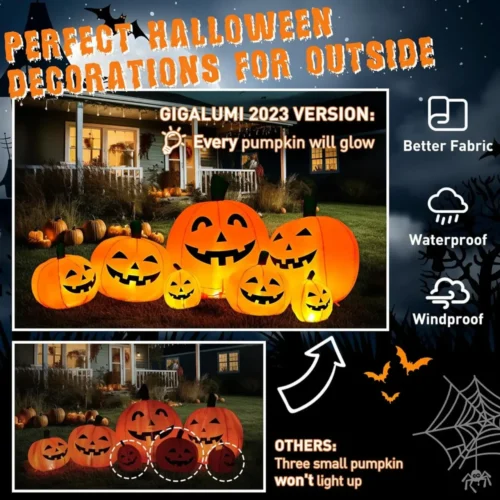 7.5FT Inflatable Halloween Pumpkin Pile with Built-in LED Lights - Image 3