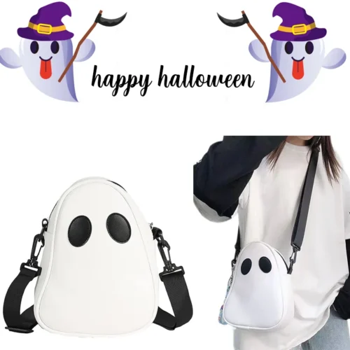 Cute Pumpkin & Ghost Crossbody Bag – Fashionable PU Leather Shoulder Purse for Halloween