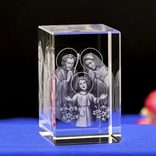3D K9 Crystal Cube – Christian Jesus Cross & Virgin Mary Figurine, Laser Engraved Home Decor & Religious Gifts for Women - Image 8