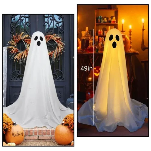 Ghost Spooky Halloween Decor with Battery-Powered Light for Home. Standing Ghost Decoration / Ideal for Halloween Horror Themes - Image 6