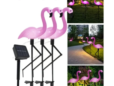 3PCS Solar Flamingo Ground Lamps - LED Outdoor Patio and Garden Decoration Lights