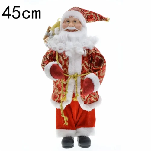 New Year Christmas Santa Claus Doll Figurine – 45cm Big Standing Figure for Home Decor, Navidad Tree Ornaments