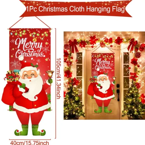 Christmas Hanging Flag Banner – Porch & Door Decorations for Home, Ornaments, Xmas Gifts, & New Year Decor