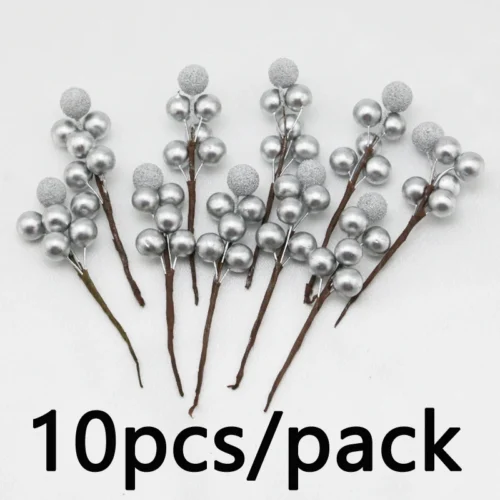 10 Pcs/Pack 10cm Golden Berry Christmas Tree Decoration - Artificial Yangmei Bouquets for Wreaths & Home Decor