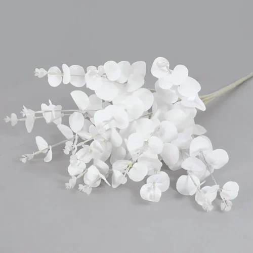 50cm Artificial White Eucalyptus – Faux Leaves with Stems for Home & Wedding Party Decor