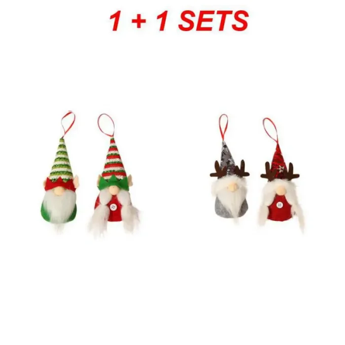 2SETS Christmas Gnomes Plush Santa Couple Doll – Xmas Gonk Dwarf Elf Tree Pendant, Plush Toy Gift Ornaments for Kids and Lovers