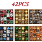 42pcs Christmas Tree Balls – 6cm & 3cm Multicolor Ornaments, Set for Home & Party Decorations