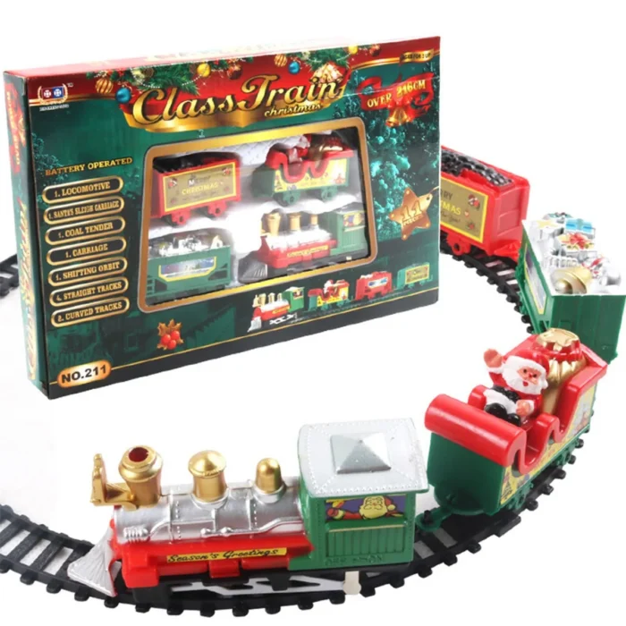 Christmas Realistic Electric Train Set, Easy To Assemble & Safe For Kids Gift & Party Home Xmas Tree Decoration