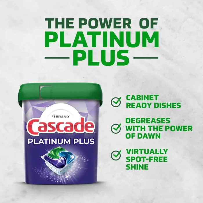 Platinum Plus Dishwasher Detergent Pacs Fresh 62 Count 2X the Dawn grease fighting power and 2X the scrubbing power