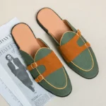 Men's Canvas Leather Casual Shoes - Luxury Brand Handmade Muller Loafers, Slip-On Flats, Driving Dress Shoes, Half Slippers