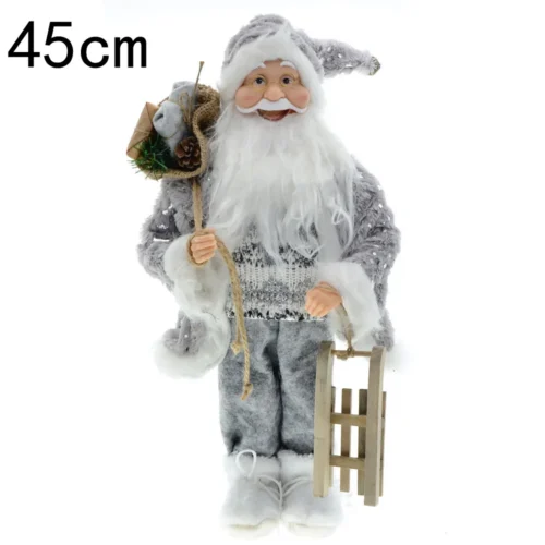 New Year Christmas Santa Claus Doll Figurine – 45cm Big Standing Figure for Home Decor, Navidad Tree Ornaments