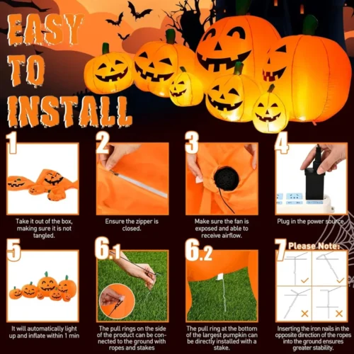 7.5FT Inflatable Halloween Pumpkin Pile with Built-in LED Lights - Image 2